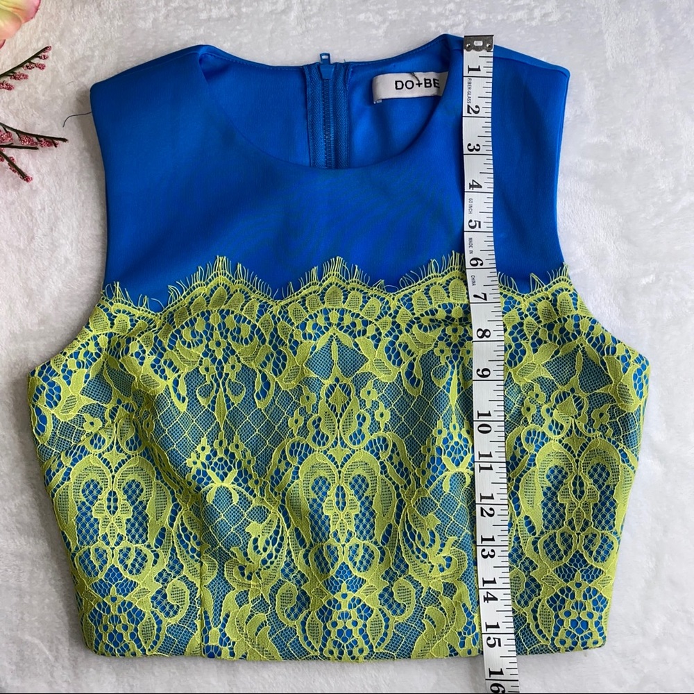 NWT DO + BE 2 piece skirt and top blue lime green - Picture 7 of 10
